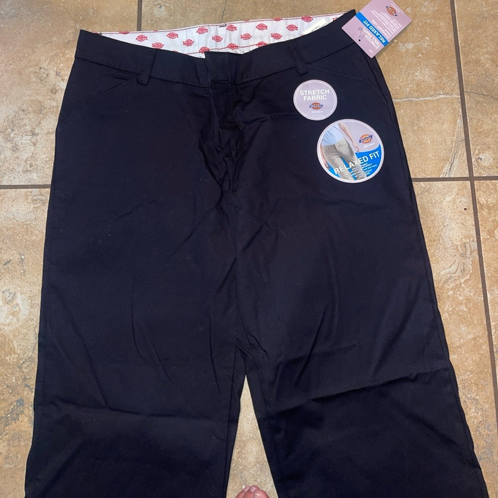 Dickies Pants Womens Size 12 Reg Black Twill Relax Fit Pants Stretch Fabric